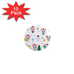 Christmas Seamless Pattern With Cute Kawaii Mouse 1  Mini Magnet (10 Pack)  by Vaneshart