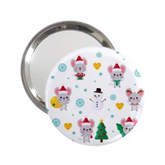 Christmas Seamless Pattern With Cute Kawaii Mouse 2 25  Handbag Mirrors