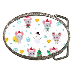 Christmas Seamless Pattern With Cute Kawaii Mouse Belt Buckles by Vaneshart