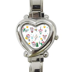 Christmas Seamless Pattern With Cute Kawaii Mouse Heart Italian Charm Watch by Vaneshart