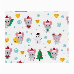 Christmas Seamless Pattern With Cute Kawaii Mouse Small Glasses Cloth by Vaneshart