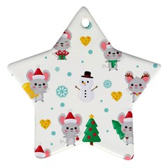 Christmas Seamless Pattern With Cute Kawaii Mouse Star Ornament (two Sides) by Vaneshart