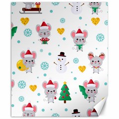 Christmas Seamless Pattern With Cute Kawaii Mouse Canvas 8  X 10  by Vaneshart