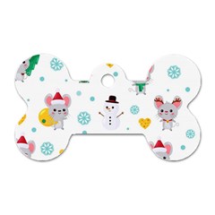 Christmas Seamless Pattern With Cute Kawaii Mouse Dog Tag Bone (one Side) by Vaneshart