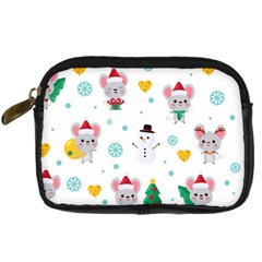 Christmas Seamless Pattern With Cute Kawaii Mouse Digital Camera Leather Case by Vaneshart