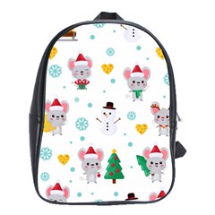 Christmas Seamless Pattern With Cute Kawaii Mouse School Bag (large) by Vaneshart