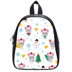 Christmas Seamless Pattern With Cute Kawaii Mouse School Bag (small) by Vaneshart