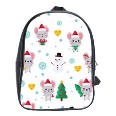 Christmas Seamless Pattern With Cute Kawaii Mouse School Bag (xl) by Vaneshart