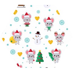 Christmas Seamless Pattern With Cute Kawaii Mouse Wooden Puzzle Hexagon by Vaneshart