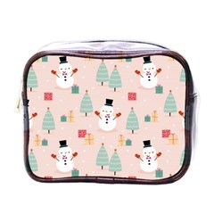 Cute Snowman Christmas Season Seamless Pattern Mini Toiletries Bag (one Side) by Vaneshart