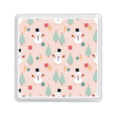 Cute Snowman Christmas Season Seamless Pattern Memory Card Reader (square)