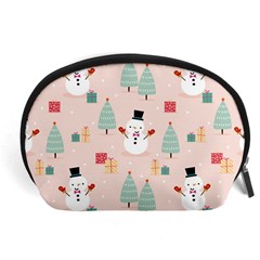 Cute Snowman Christmas Season Seamless Pattern Accessory Pouch (large) by Vaneshart