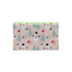 Cute Snowman Christmas Season Seamless Pattern Cosmetic Bag (xs) by Vaneshart