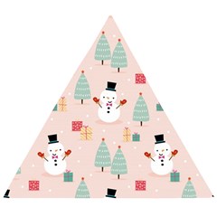 Cute Snowman Christmas Season Seamless Pattern Wooden Puzzle Triangle