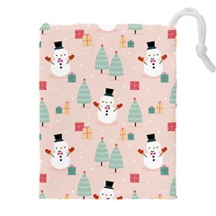 Cute Snowman Christmas Season Seamless Pattern Drawstring Pouch (5xl) by Vaneshart