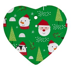 Cute Face Christmas Character Cute Santa Claus Reindeer Snowman Penguin Ornament (heart) by Vaneshart