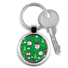 Cute Face Christmas Character Cute Santa Claus Reindeer Snowman Penguin Key Chain (round) by Vaneshart