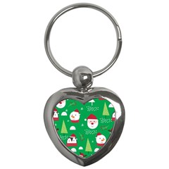 Cute Face Christmas Character Cute Santa Claus Reindeer Snowman Penguin Key Chain (heart) by Vaneshart