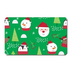 Cute Face Christmas Character Cute Santa Claus Reindeer Snowman Penguin Magnet (rectangular) by Vaneshart