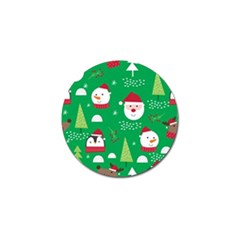 Cute Face Christmas Character Cute Santa Claus Reindeer Snowman Penguin Golf Ball Marker by Vaneshart