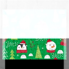 Cute Face Christmas Character Cute Santa Claus Reindeer Snowman Penguin Rectangular Jigsaw Puzzl by Vaneshart