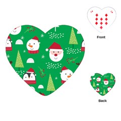 Cute Face Christmas Character Cute Santa Claus Reindeer Snowman Penguin Playing Cards Single Design (heart) by Vaneshart