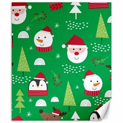 Cute Face Christmas Character Cute Santa Claus Reindeer Snowman Penguin Canvas 8  X 10  by Vaneshart