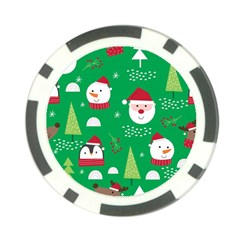 Cute Face Christmas Character Cute Santa Claus Reindeer Snowman Penguin Poker Chip Card Guard by Vaneshart