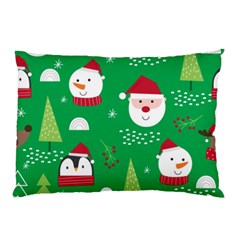 Cute Face Christmas Character Cute Santa Claus Reindeer Snowman Penguin Pillow Case by Vaneshart