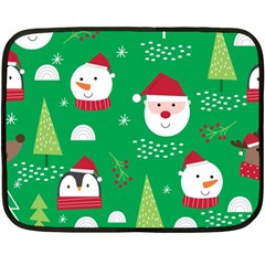 Cute Face Christmas Character Cute Santa Claus Reindeer Snowman Penguin Double Sided Fleece Blanket (mini)  by Vaneshart