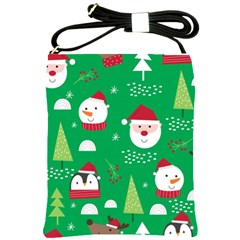 Cute Face Christmas Character Cute Santa Claus Reindeer Snowman Penguin Shoulder Sling Bag by Vaneshart