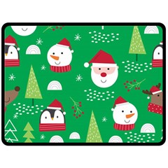 Cute Face Christmas Character Cute Santa Claus Reindeer Snowman Penguin Fleece Blanket (large)  by Vaneshart