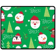 Cute Face Christmas Character Cute Santa Claus Reindeer Snowman Penguin Fleece Blanket (medium)  by Vaneshart