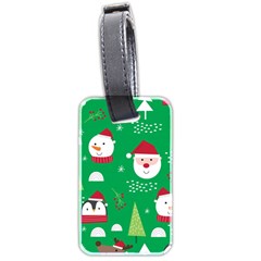 Cute Face Christmas Character Cute Santa Claus Reindeer Snowman Penguin Luggage Tag (two Sides) by Vaneshart