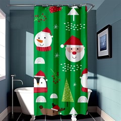 Cute Face Christmas Character Cute Santa Claus Reindeer Snowman Penguin Shower Curtain 36  X 72  (stall)  by Vaneshart