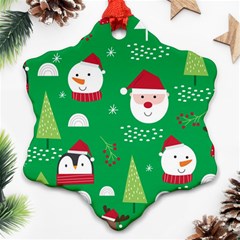 Cute Face Christmas Character Cute Santa Claus Reindeer Snowman Penguin Snowflake Ornament (two Sides) by Vaneshart