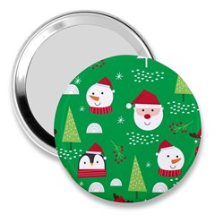 Cute Face Christmas Character Cute Santa Claus Reindeer Snowman Penguin 3  Handbag Mirrors by Vaneshart