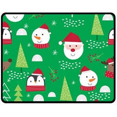 Cute Face Christmas Character Cute Santa Claus Reindeer Snowman Penguin Double Sided Fleece Blanket (medium)  by Vaneshart