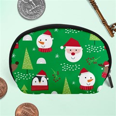 Cute Face Christmas Character Cute Santa Claus Reindeer Snowman Penguin Accessory Pouch (large) by Vaneshart