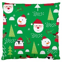 Cute Face Christmas Character Cute Santa Claus Reindeer Snowman Penguin Standard Flano Cushion Case (two Sides) by Vaneshart