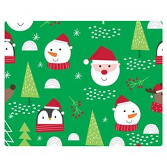 Cute Face Christmas Character Cute Santa Claus Reindeer Snowman Penguin Double Sided Flano Blanket (medium)  by Vaneshart