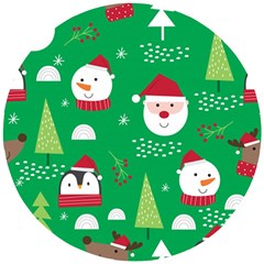 Cute Face Christmas Character Cute Santa Claus Reindeer Snowman Penguin Wooden Puzzle Round by Vaneshart