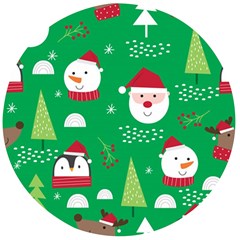 Cute Face Christmas Character Cute Santa Claus Reindeer Snowman Penguin Wooden Bottle Opener (round) by Vaneshart