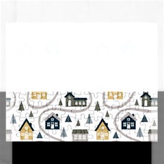 Abstract Seamless Pattern With Cute Houses Trees Road Rectangular Jigsaw Puzzl by Vaneshart