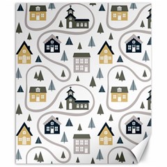 Abstract Seamless Pattern With Cute Houses Trees Road Canvas 8  X 10  by Vaneshart