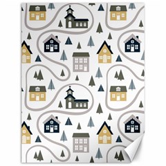 Abstract Seamless Pattern With Cute Houses Trees Road Canvas 12  X 16  by Vaneshart