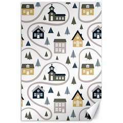 Abstract Seamless Pattern With Cute Houses Trees Road Canvas 20  X 30  by Vaneshart