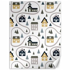 Abstract Seamless Pattern With Cute Houses Trees Road Canvas 36  X 48  by Vaneshart