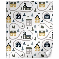 Abstract Seamless Pattern With Cute Houses Trees Road Canvas 11  X 14  by Vaneshart