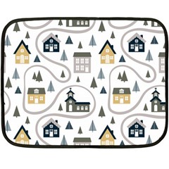 Abstract Seamless Pattern With Cute Houses Trees Road Fleece Blanket (mini) by Vaneshart